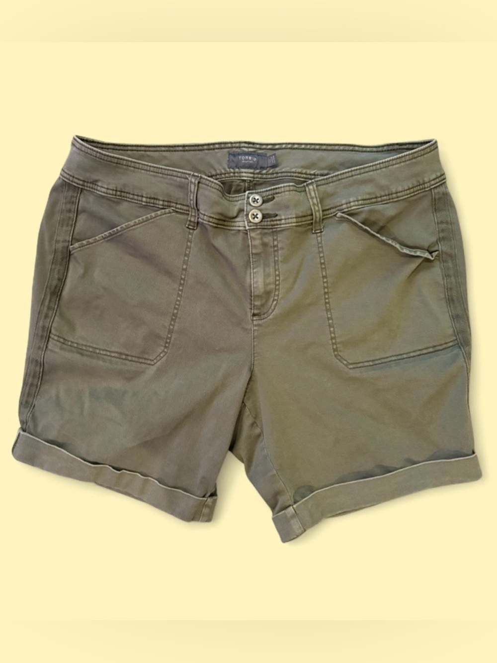 Torrid Olive Green Rolled Hem Shorts - Size 20
